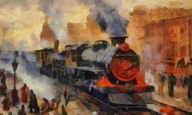 Print of Impressionism Train Digital by Satyakam Garg