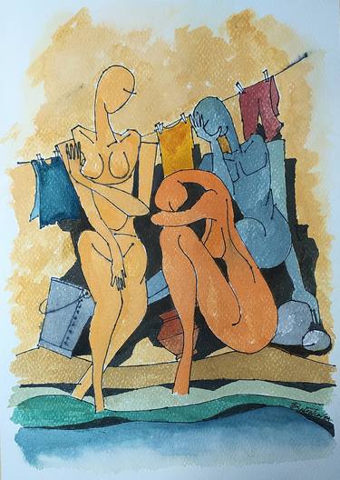 Print of Abstract Expressionism Nude Paintings by Satyakam Garg