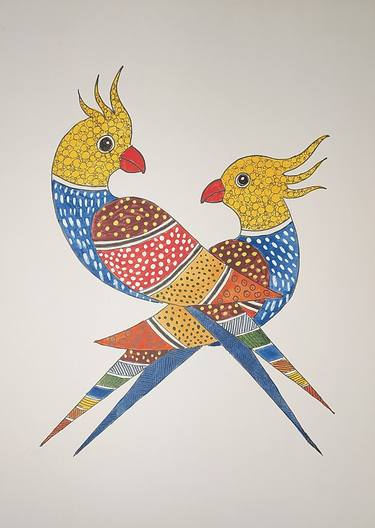 Gond Art - Parrots thumb