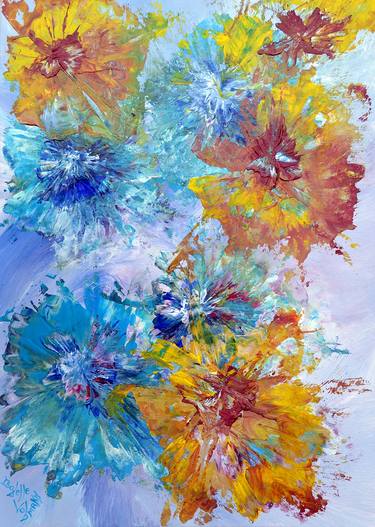 Original Abstract Expressionism Floral Paintings by Isabelle Vobmann