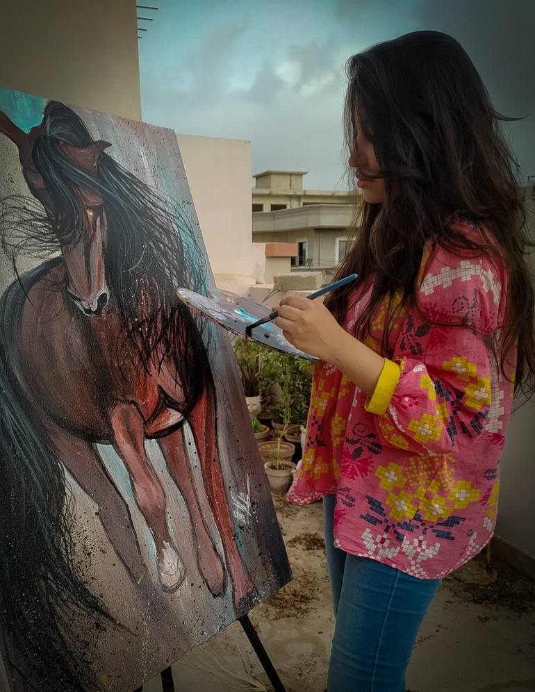 Original Abstract Animal Painting by Iqra Farooqui