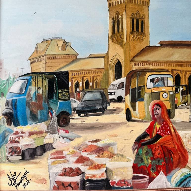 Original Architecture Painting by Iqra Farooqui