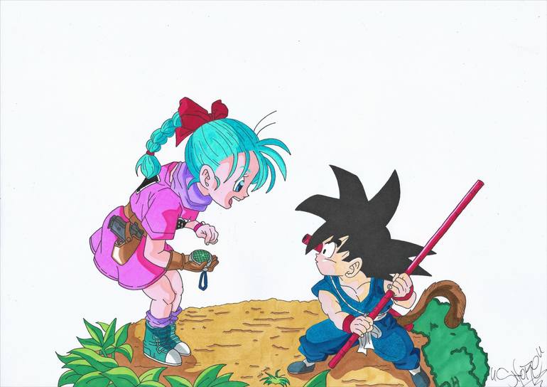 Goku and Bulma Drawing by Luka Skore | Saatchi Art