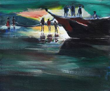 Print of Impressionism Beach Paintings by Anil Nene