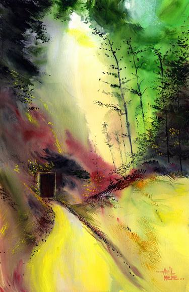 Print of Abstract Expressionism Landscape Paintings by Anil Nene