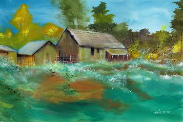 Print of Fine Art Rural life Paintings by Anil Nene