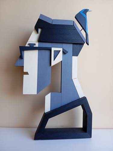 Original Portraiture Geometric Sculpture by José Manuel Solares