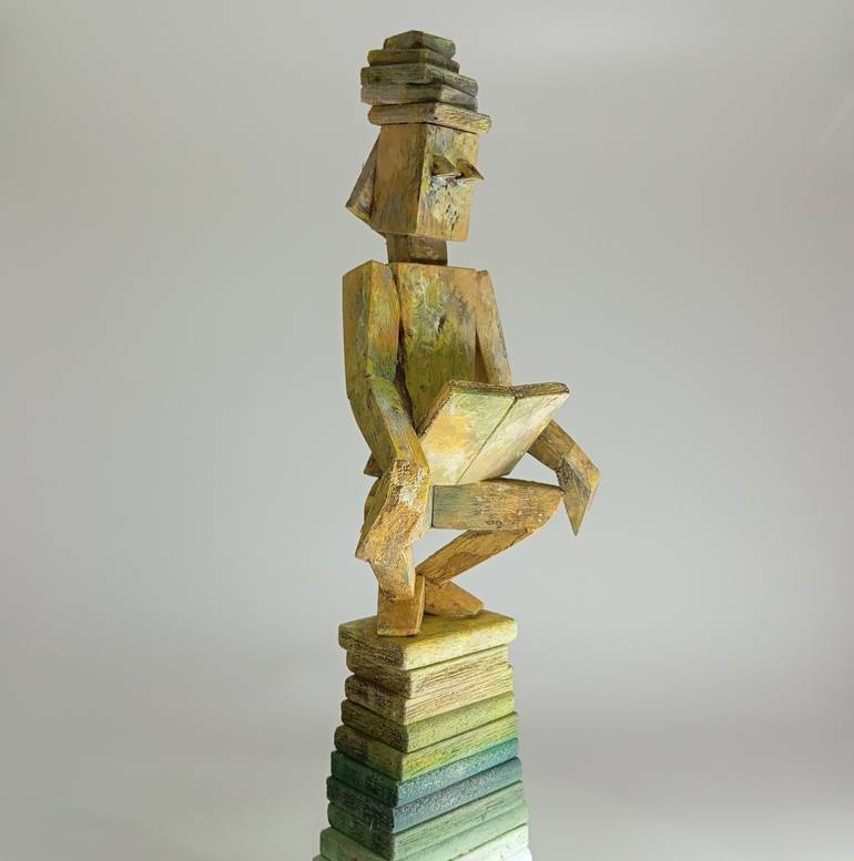 Original Cubism Calligraphy Sculpture by José Manuel Solares