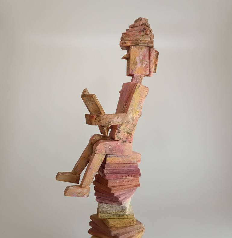 Original Cubism Calligraphy Sculpture by José Manuel Solares