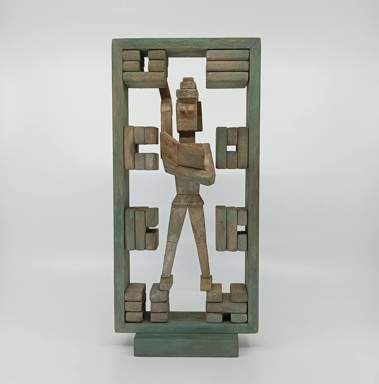 Original Cubism Calligraphy Sculpture by José Manuel Solares