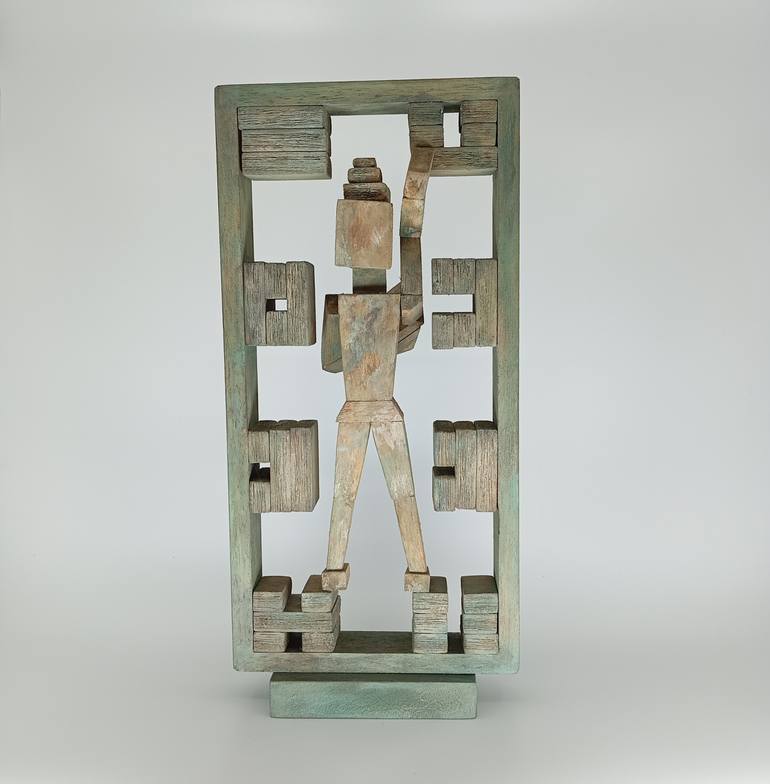 Original Cubism Calligraphy Sculpture by José Manuel Solares