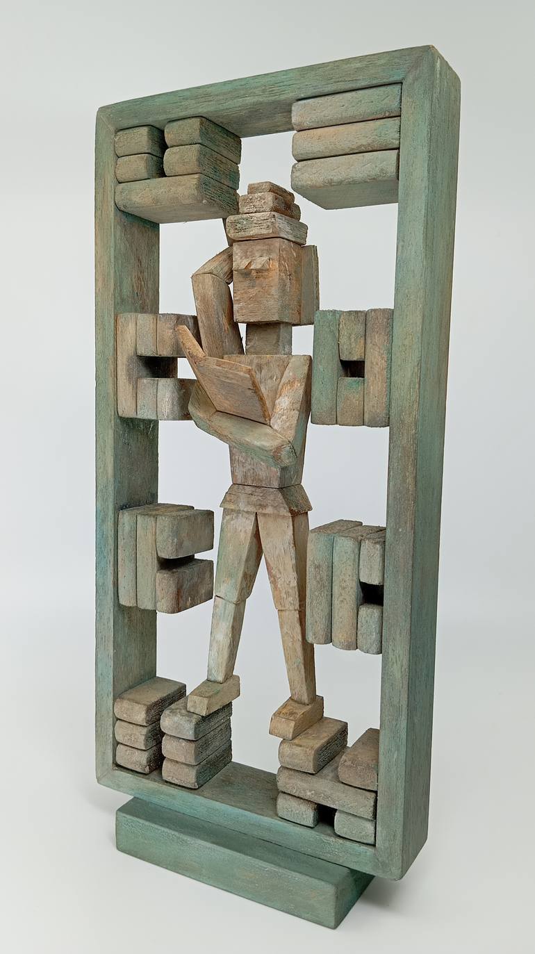 Original Cubism Calligraphy Sculpture by José Manuel Solares