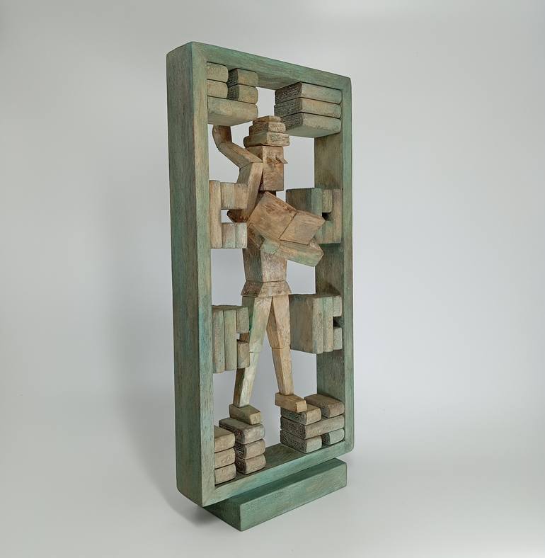 Original Cubism Calligraphy Sculpture by José Manuel Solares