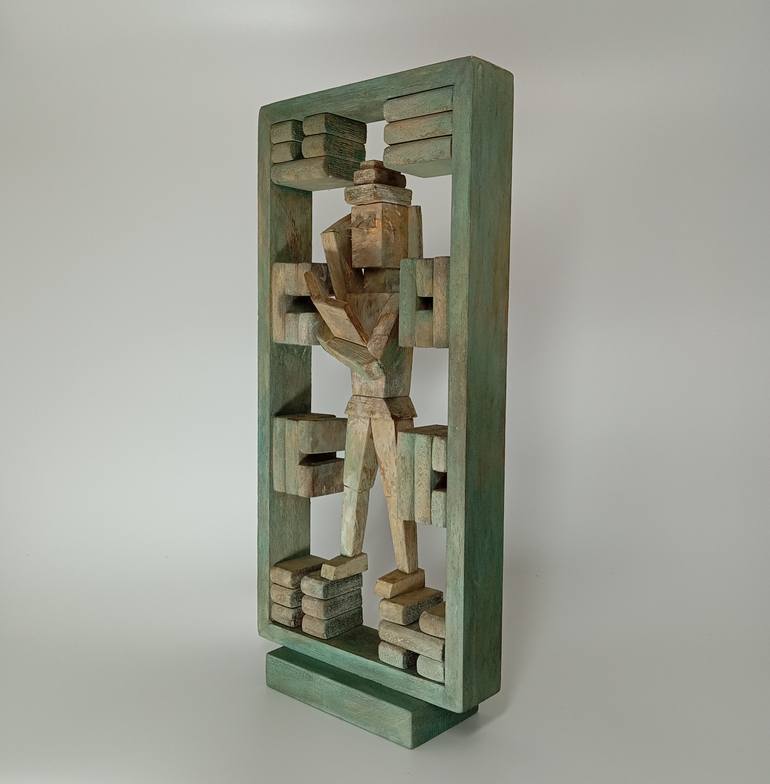 Original Cubism Calligraphy Sculpture by José Manuel Solares