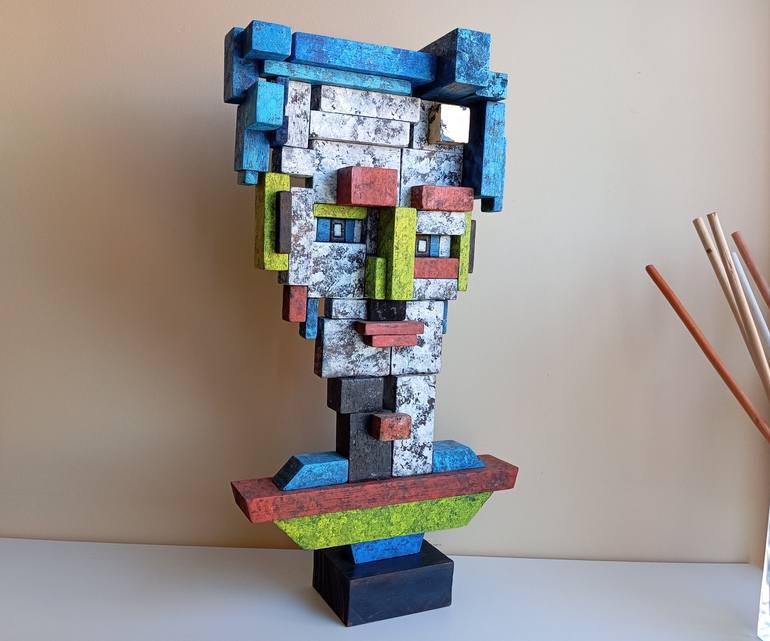 Original Cubism Geometric Sculpture by José Manuel Solares