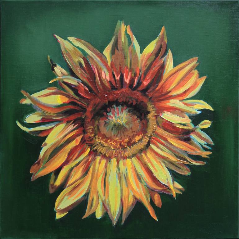 Golden Sunflower Painting By Yanka Liyu 