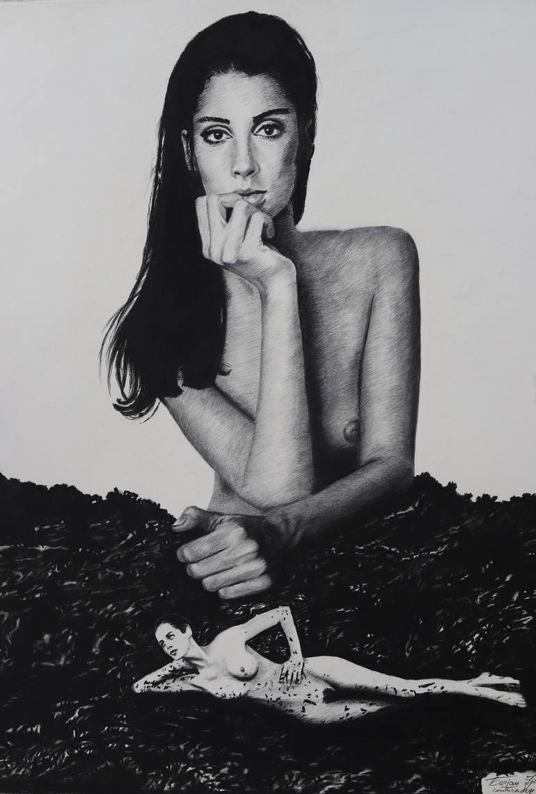 Original Figurative Women Drawings by Bojan Djokic