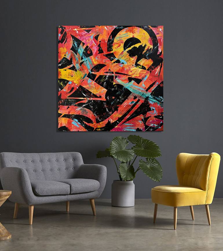 Original Abstract Calligraphy Painting by Elina Zelena