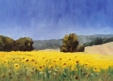 Sunflowers, Summer Landscape Oil Painting thumb