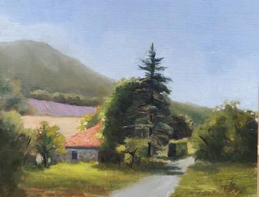 Old House And Lavender Field, France, Oil Painting thumb