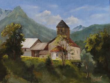 Oil Painting Landscape, San Nicla, Swiss Alps thumb