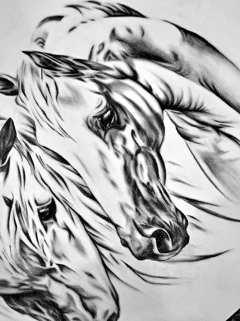 Original Baroque Horse Mixed Media by Ayeza Nadeem