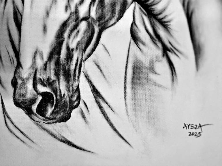 Original Baroque Horse Mixed Media by Ayeza Nadeem
