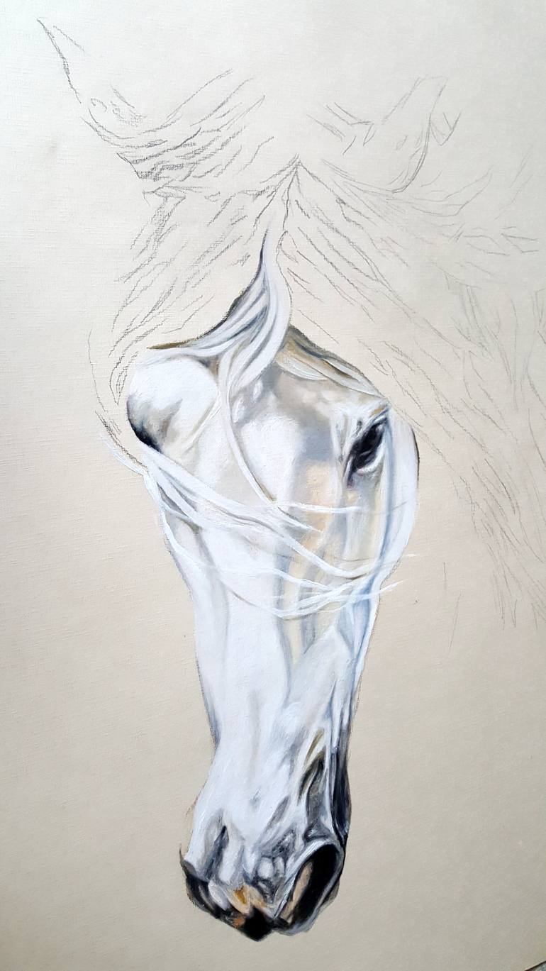 Original Figurative Horse Painting by Ayeza Nadeem