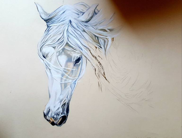 Original Figurative Horse Painting by Ayeza Nadeem