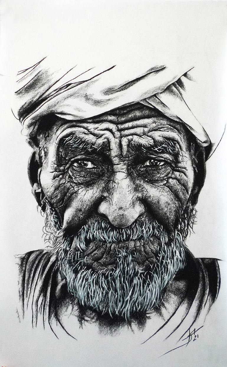 L'homme au turban Drawing by stéphanie Sellier | Saatchi Art