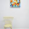 Abstract art by Claire Desjardins - on studio wall with chair