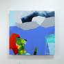 Painting hanging on wall.