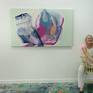 Abstract painting by Claire Desjardins - on the wall with the artist