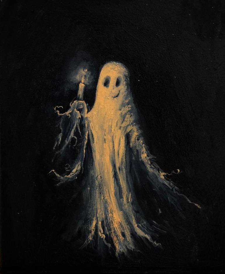 Victorian Ghost in the dark forest Painting by Mikhail Khalin
