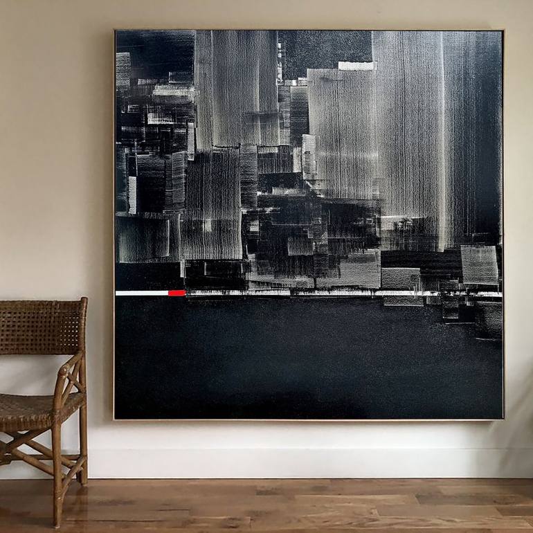 Original Black & White Abstract Painting by Phạm Đăng Tân