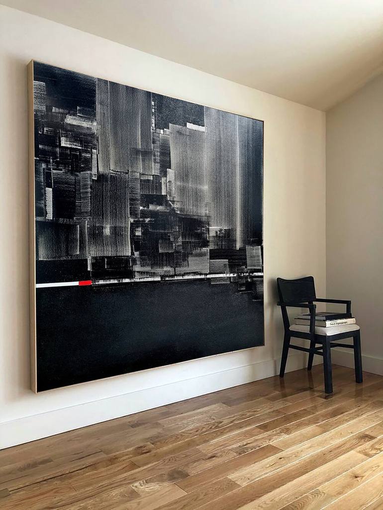 Original Black & White Abstract Painting by Phạm Đăng Tân