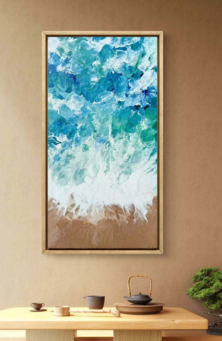 Original Abstract Expressionism Beach Painting by Ifrah Zulfiqar