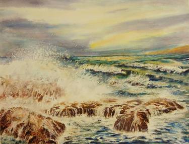 Print of Impressionism Seascape Paintings by Nino Dobrosavljevic