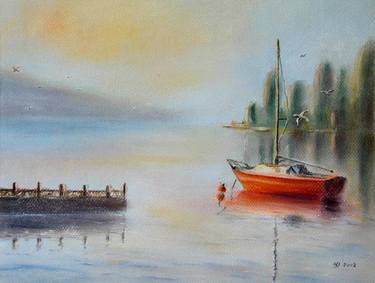 Original Impressionism Boat Paintings by Nino Dobrosavljevic
