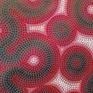 Dot painting on unstretched canvas in the style of australian aboriginal art with a contemporary twist.
