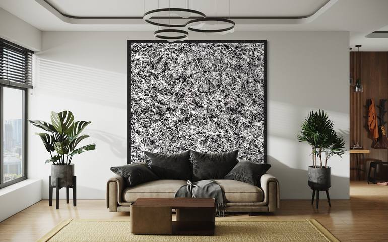 Original Black & White Abstract Painting by Patrick Rooney
