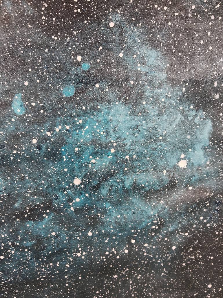 Original Abstract Outer Space Painting by Blue Moon - Heike Schmidt