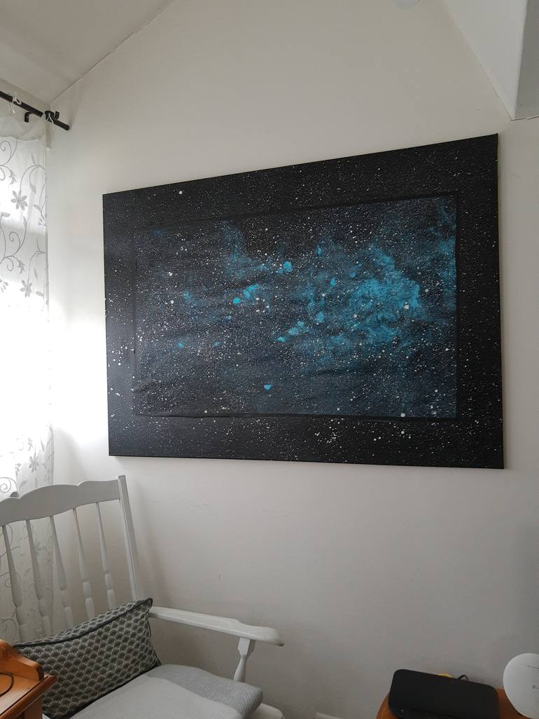 Original Outer Space Painting by Blue Moon - Heike Schmidt