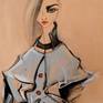 female model, soft acrylic painting, fashion