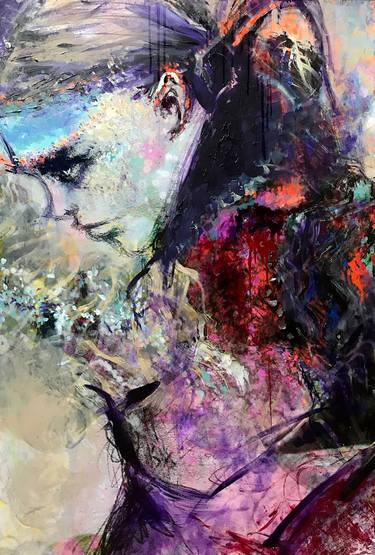 Original Abstract Portrait Mixed Media by Elisabeth Grosse