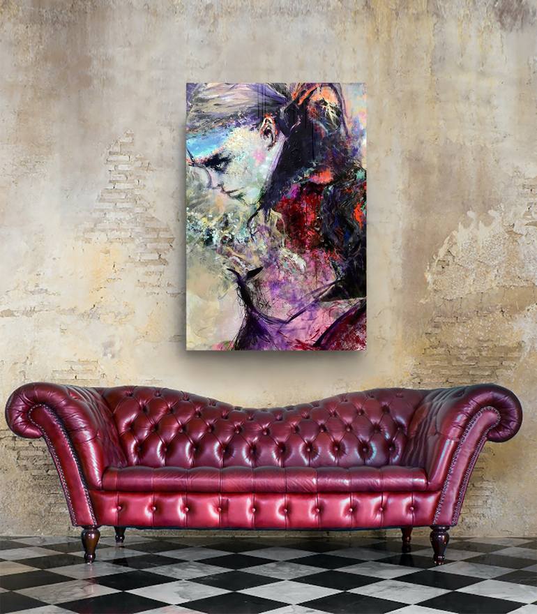 Original Abstract Portrait Mixed Media by Elisabeth Grosse