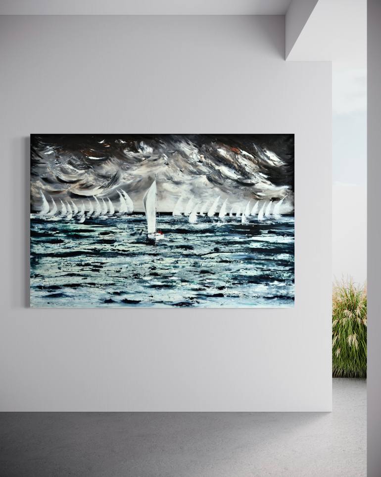 Original Abstract Boat Painting by Fiona J Rose