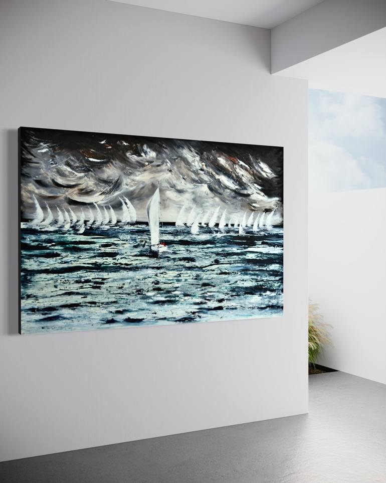 Original Abstract Boat Painting by Fiona J Rose