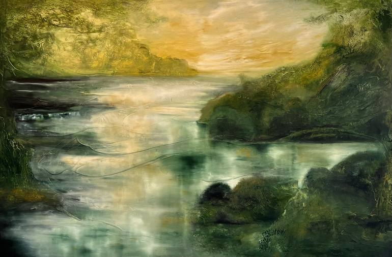 Original Landscape Painting by Fiona J Rose | Impressionism Art on Canvas | River Woodland