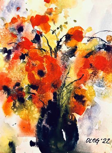 Print of Expressionism Floral Paintings by Oleg Tchoumak